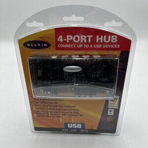 Belkin F5U021 4-Port Hub with Adapter and USB Cable Power Supply New Sealed